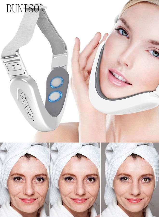 DUNISO V Face Beauty Device for WomanDouble Chin Reducer Machine 6 Modes and 12 Intensity Levels Electric Double Chin Eliminator Smart Face Lift Device with Magnetic Massager - Image 1