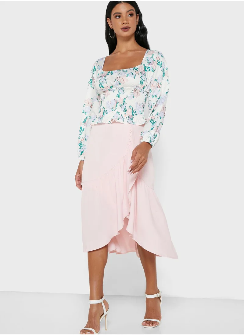 Ginger Shirred Waist Floral Print Top