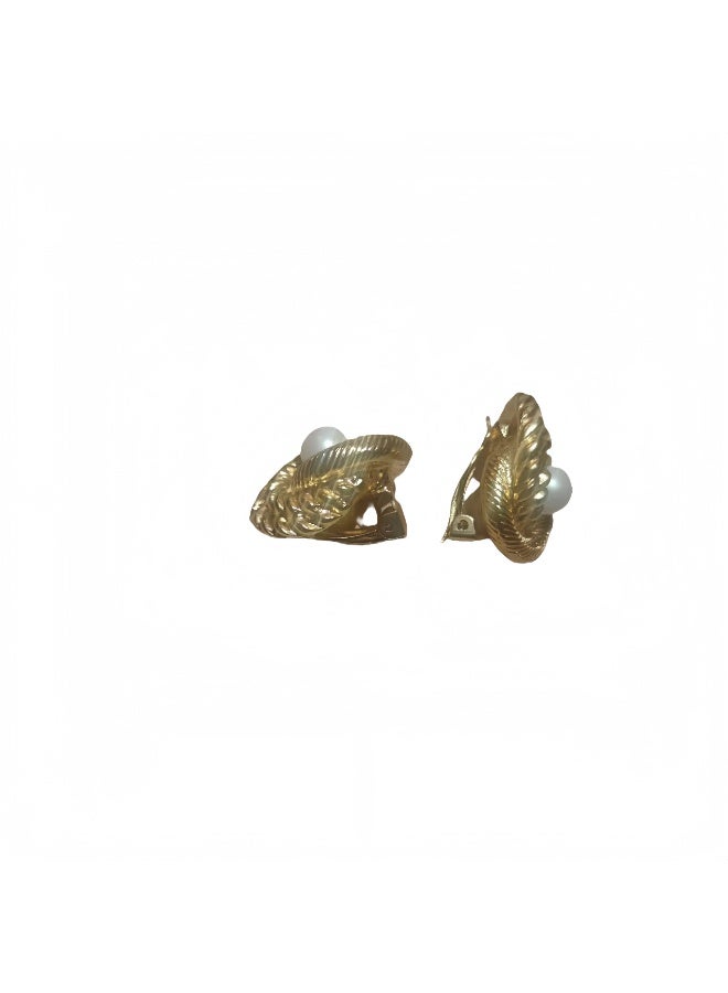 LumiArk Vintage Gold - Tone Textured Clip - On Earrings - Image 3
