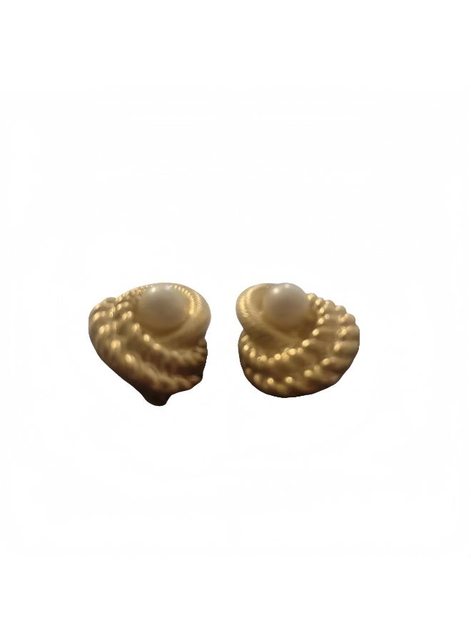 LumiArk Vintage Gold - Tone Textured Clip - On Earrings - Image 5