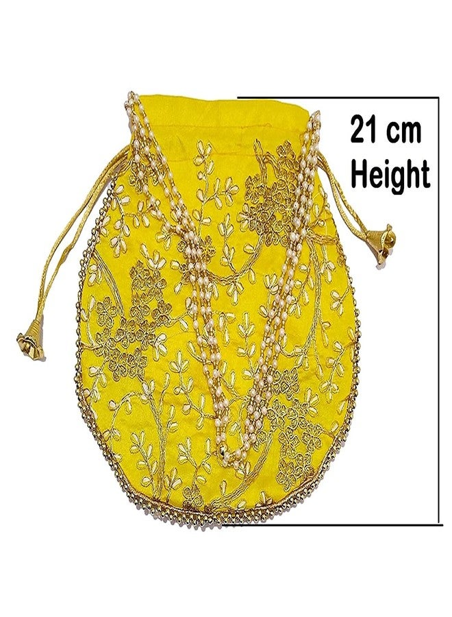 ATHZ Potli bag (Pack of 2 Potli) Yellow and Maroon shagun potli for Women wedding party Return gift - Image 5