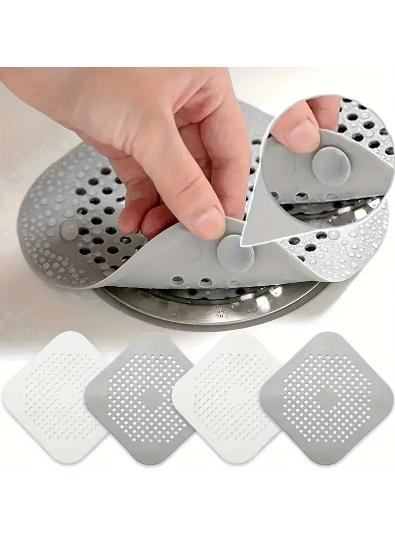Rozino 4 PCS Silicone Drain Hair Catcher - Non-Electric, Unscented Anti-Clogging Drainage Filter for Kitchen, Bathroom, Shower, Hand Basin - Easy Clean Multipurpose Sink Strainer Plug - Image 1