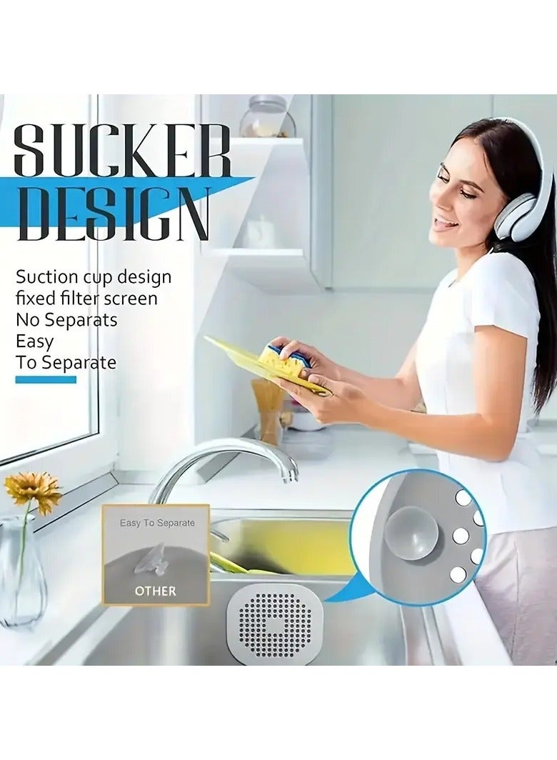 Rozino 4 PCS Silicone Drain Hair Catcher - Non-Electric, Unscented Anti-Clogging Drainage Filter for Kitchen, Bathroom, Shower, Hand Basin - Easy Clean Multipurpose Sink Strainer Plug - Image 3