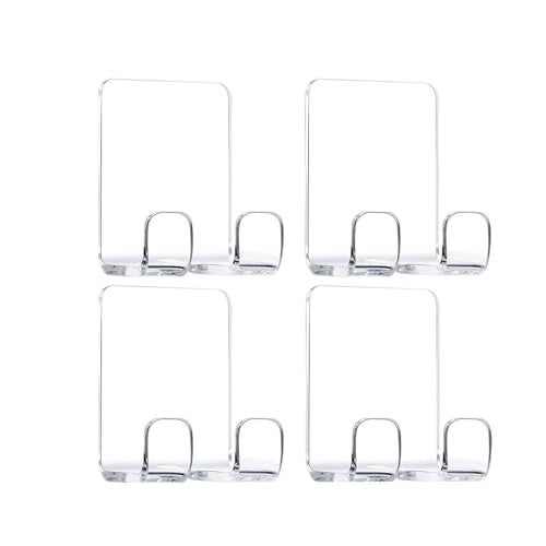 JWCE Clear Adhesive Hooks for Shower Wall Shaver Holder Razor Holder Storage Holders for Phone Bathtub Organizers and Storage Shower Hook Kitchen Organizer for Razor Plug Towel Clear4pcs