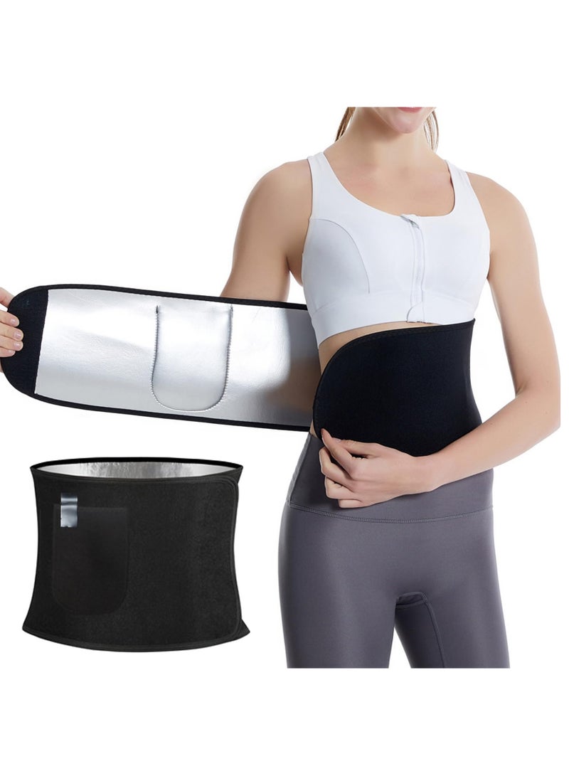 ELFSA Waist Slimmer, Silver Ion Sweat Belt with Pockets, Adjustable Sauna Belt, Improves Core Stability, Increases Aerobic Intensity, Increases Sweating - Image 1