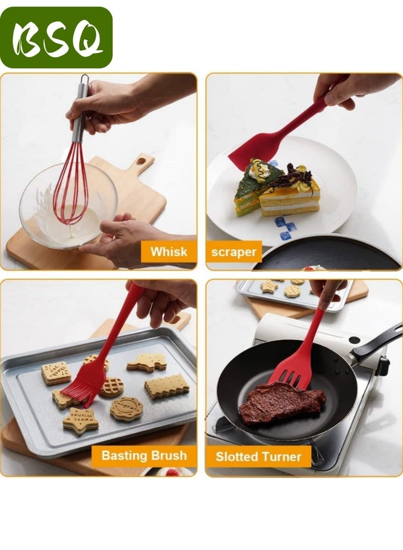 بي إس كيو أدوات طبخ سيليكون | ملاعق سيليكون مقاومة للحرارة | مجموعات أدوات المطبخ | أدوات طبخ | مضارب بيض | فرش - Image 3
