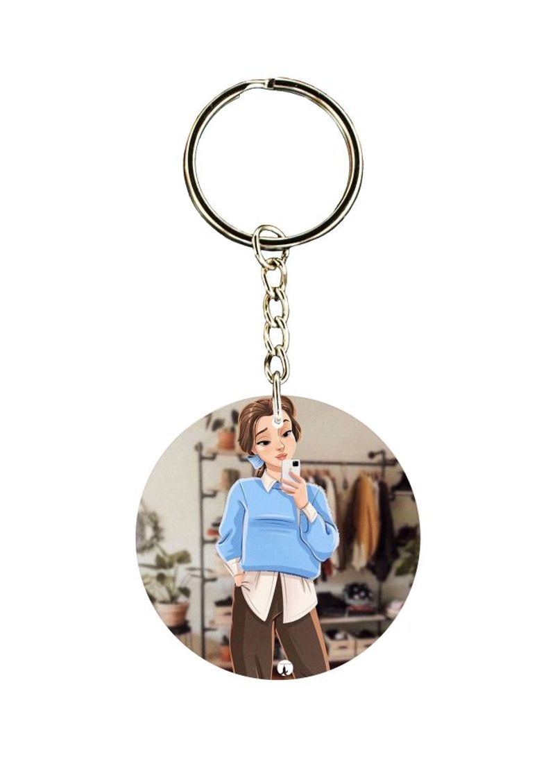 Cartoon Girl Printed Keychain