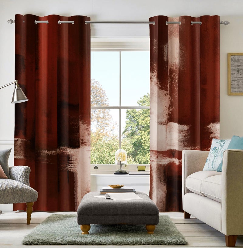 Asuexpect Red Curtains 2 Panels Abstract Rust Curtain Room Darkening Grommet Window Treatments Modern Decorative Living Room Decoration Items for Bedroom, 52x84 Inches - Image 1