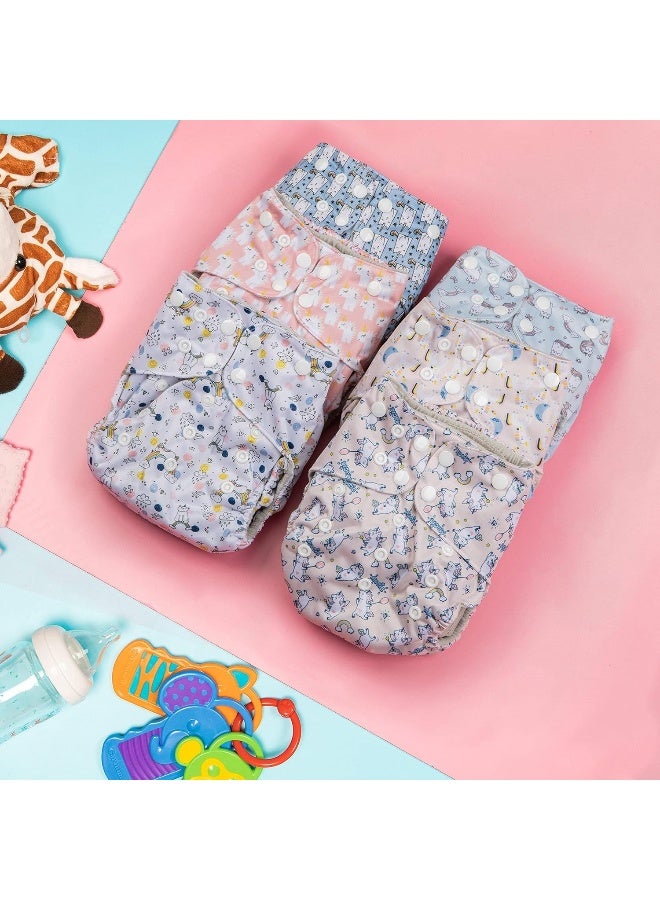 Simple Being Reusable Cloth Diapers, Double Gusset, One Size Adjustable, Washable Soft Absorbent, Waterproof Cover, Eco-Friendly Unisex Baby Girl Boy, six 4-Layers Microfiber Inserts (Unicorns) - Image 2