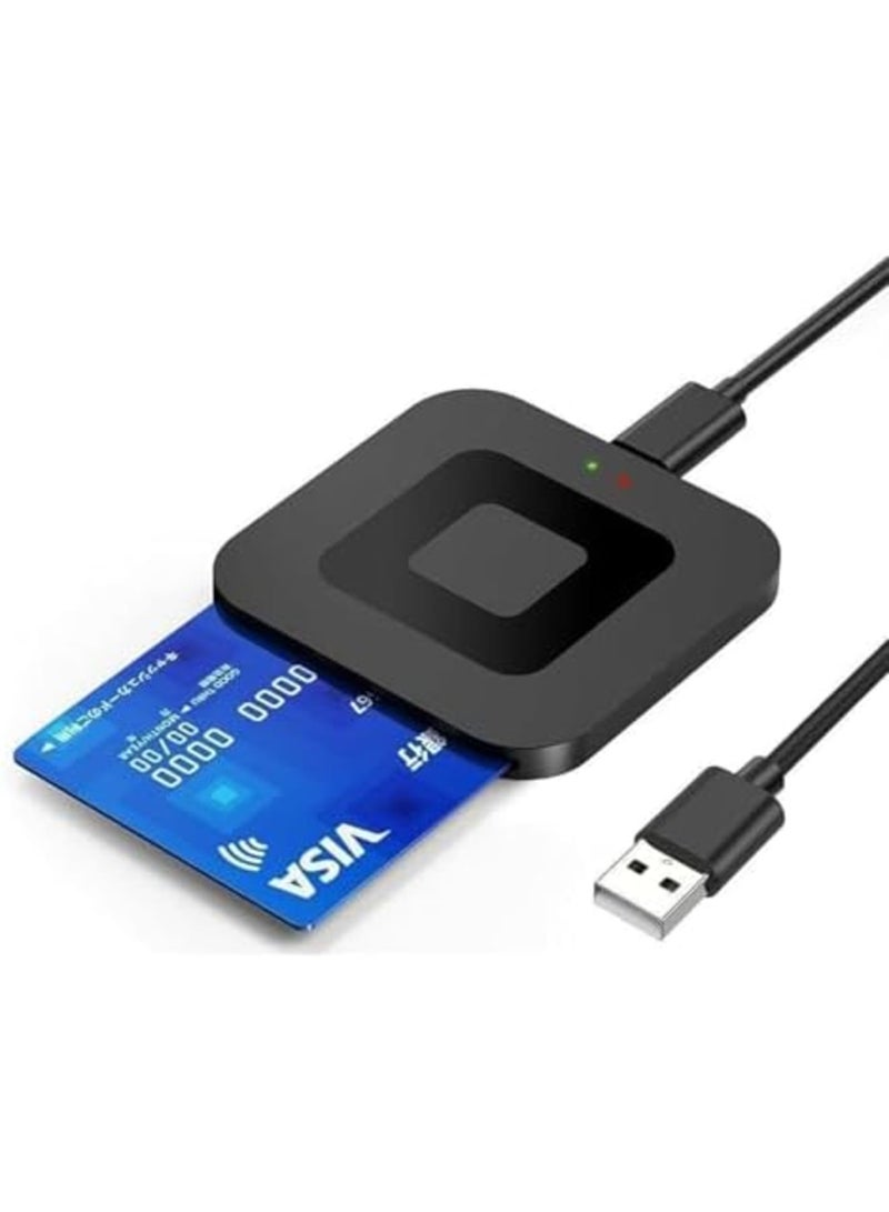 SYOSI USB Smart Card Reader for Military, Government & National ID, Compatible with USB-C, Windows, Linux/Unix, MacOS X - CAC, SIM/SD/TF Card Reader Adapter (Black) - Image 1