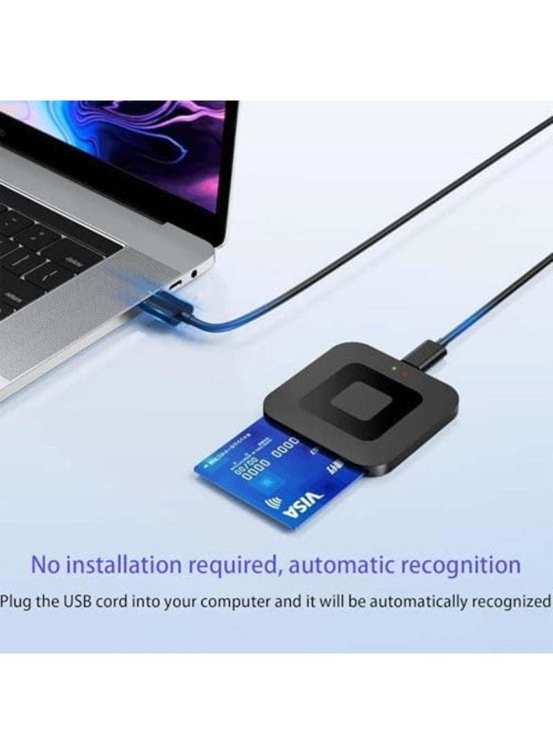 SYOSI USB Smart Card Reader for Military, Government & National ID, Compatible with USB-C, Windows, Linux/Unix, MacOS X - CAC, SIM/SD/TF Card Reader Adapter (Black) - Image 2