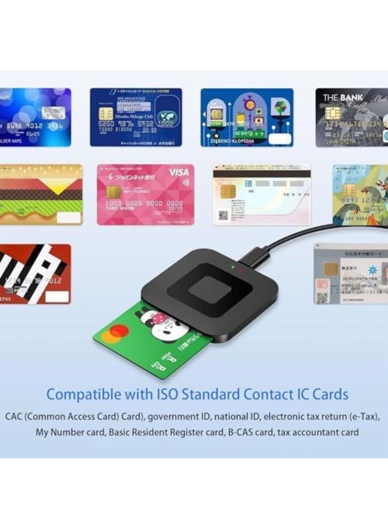 SYOSI USB Smart Card Reader for Military, Government & National ID, Compatible with USB-C, Windows, Linux/Unix, MacOS X - CAC, SIM/SD/TF Card Reader Adapter (Black) - Image 5