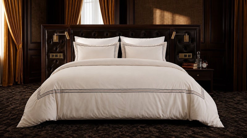 HOMETOPIA Luxury Hotel Style Embroidered Quilted Comforter Set 6 Pieces, Elegant Picture Frame Design, Soft Breathable Bedding Set, King Size, All Season - Image 1
