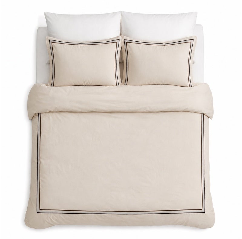 HOMETOPIA Luxury Hotel Style Embroidered Quilted Comforter Set 6 Pieces, Elegant Picture Frame Design, Soft Breathable Bedding Set, King Size, All Season - Image 2