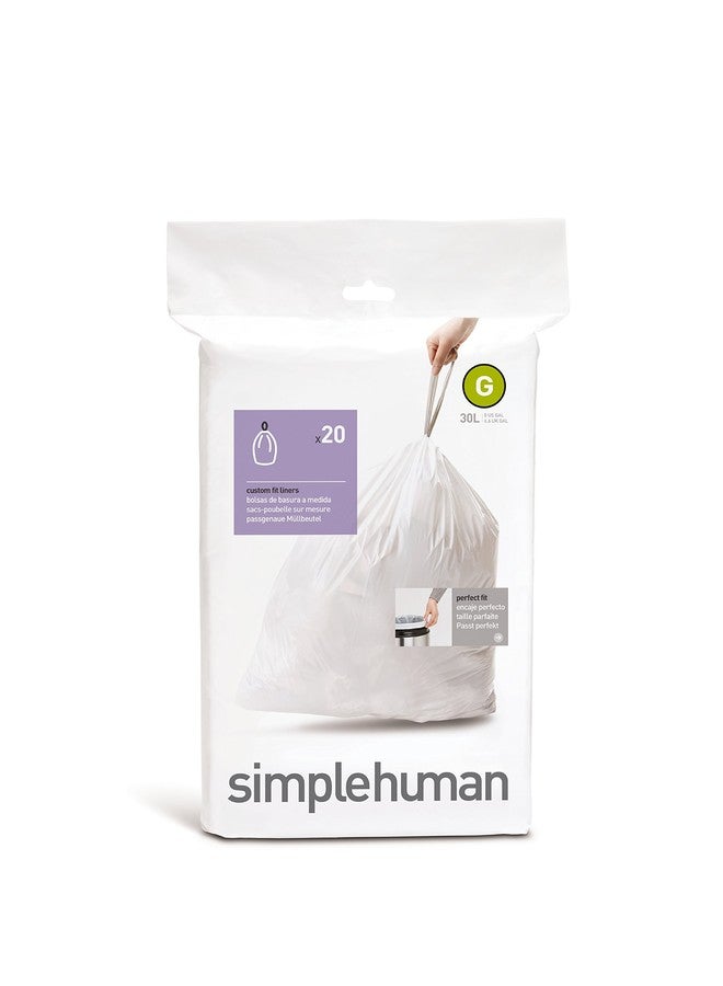 simplehuman Code G Custom Fit Trash Can Liner, 30 Liters / 8 Gallons (4 pack)