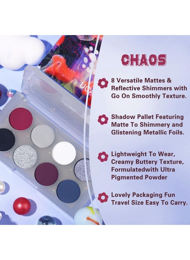 Ucanbe - UCANBE Smokey Eyeshadow Palette, 8 Colors Black White Red Burgundy Gray Shimmer Matte Glitter Makeup Pallet, Dark Shades High Pigmented Travel Size Sombras De Ojos Eyes Shadow Kit - Image 1