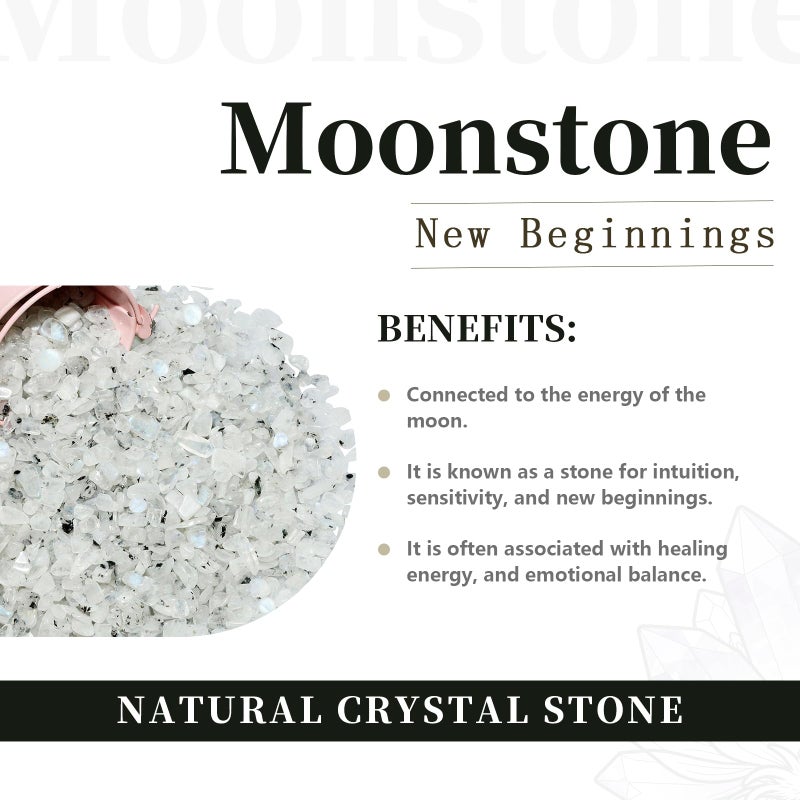 rockcloud 1 lb Moon Stone Tumbled Chips Crushed Stone Healing Reiki Crystal Jewelry Making Home Decoration - Image 3