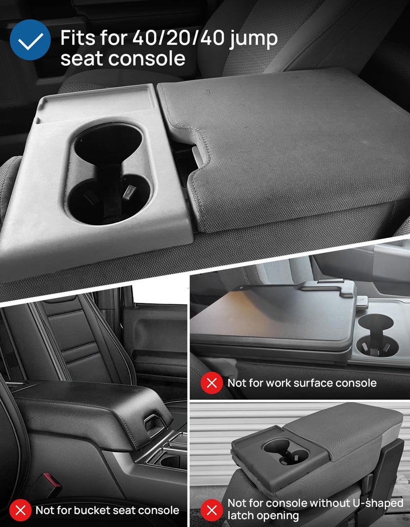 JOYTUTUS Center Console Cover Compatible with 2015-2025 Ford F150, 2017-2025 F250 F350 F450 with 40/20/40 Jump Seat, Leather Armrest Cover Center Console Cushion (Jump Seat Only) - Image 2