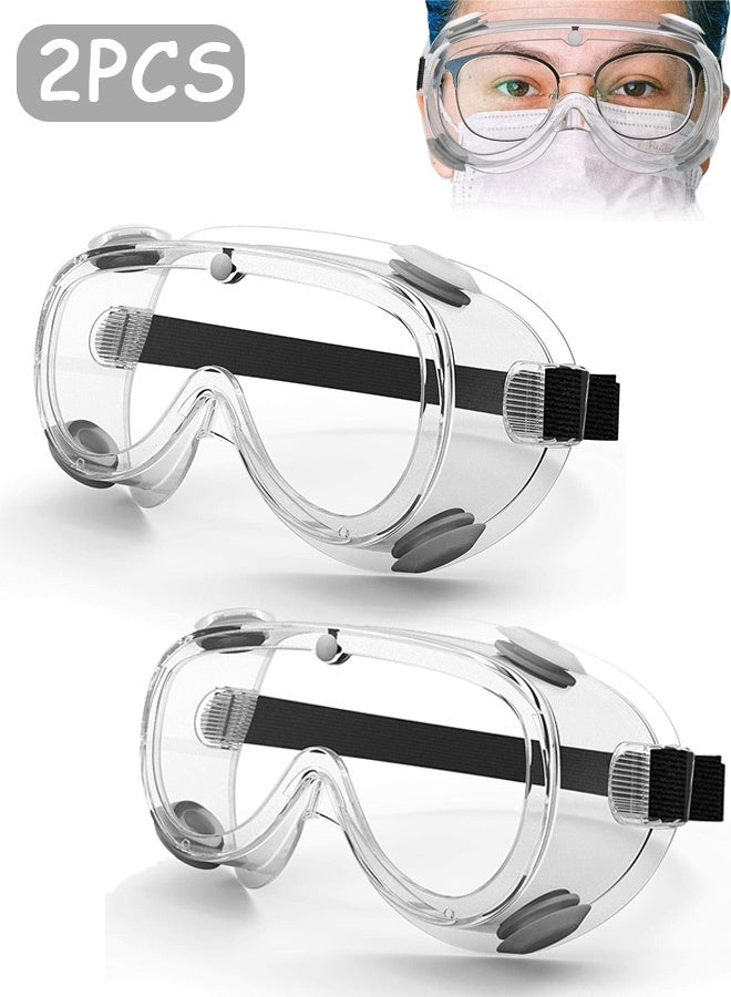 Quantum 2 PCS Safety Goggles, Anti-Fog Protective Safety Goggles, Clear Lens Wide-Vision Adjustable Protective Safety Glasses - Image 1