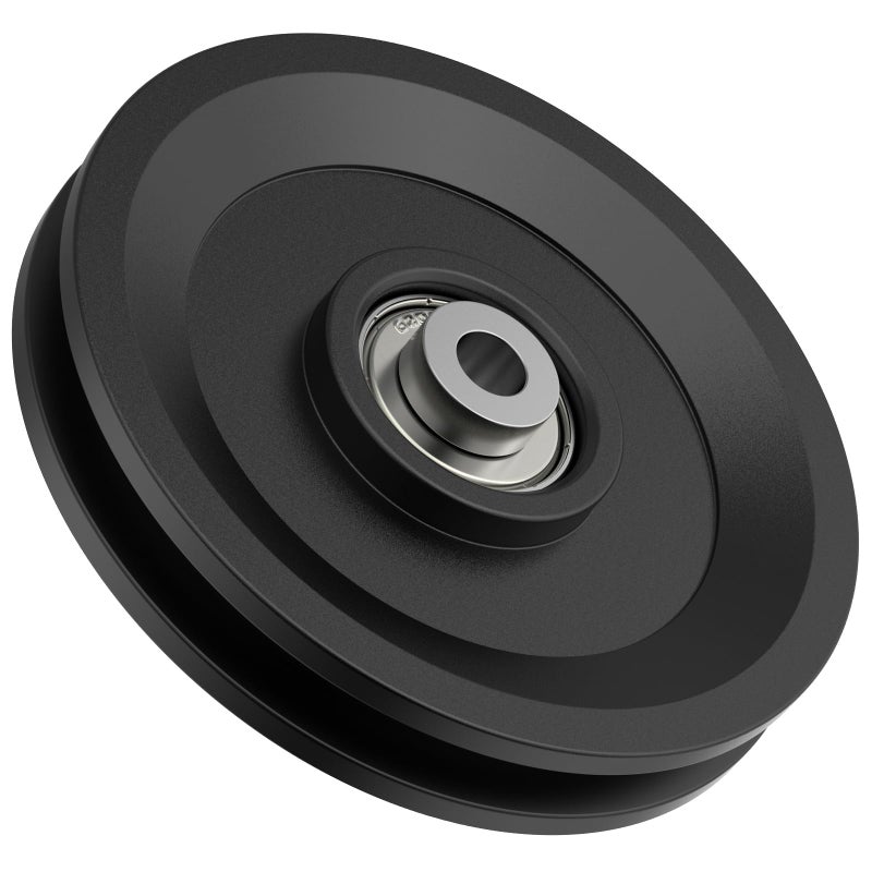 Mixizigoz 4.5 Inch / 114 MM Universal Nylon Bearing Pulley Wheel Replacement Compatible with Cable Machine Home Gym, Garage Door Pulley System, Weight Machine, Gym Equipment (Black-1 Pack) - Image 1