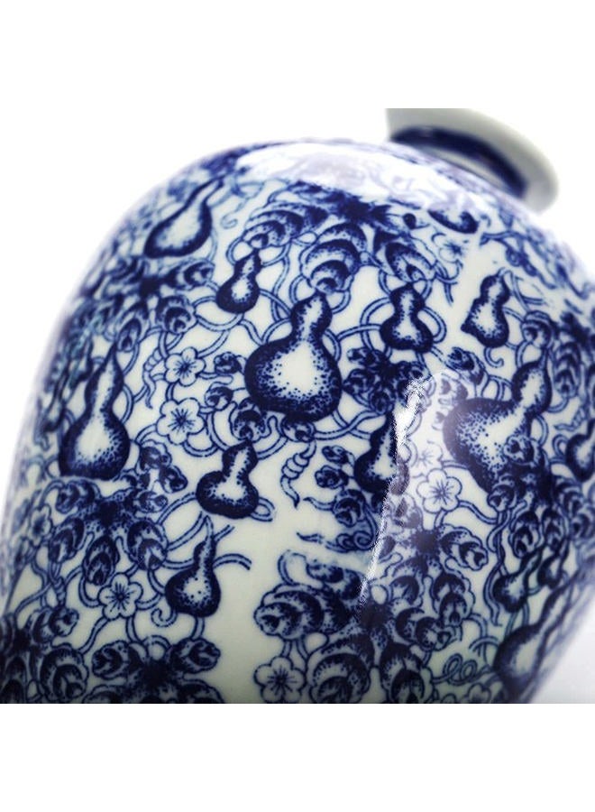 LANLONG 13" China Ceramic Vase Blue and White Porcelain Chinese Handmade Decorative Flower Vase for Living Room, Home Decor, Office, Table Centerpiece - Image 3