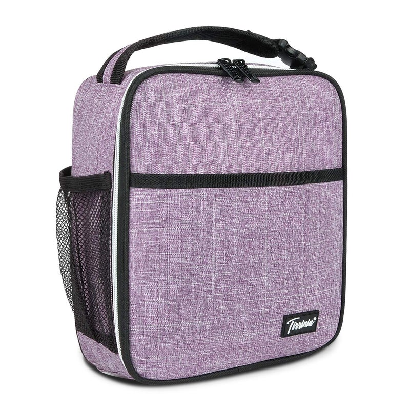 Tirrina Insulated Lunch Box for Men Women Portable Thermal Small Lunch Bag for Office Work Picnic Reusable Compact Lunchbox Cooler Tote for Adults Purple