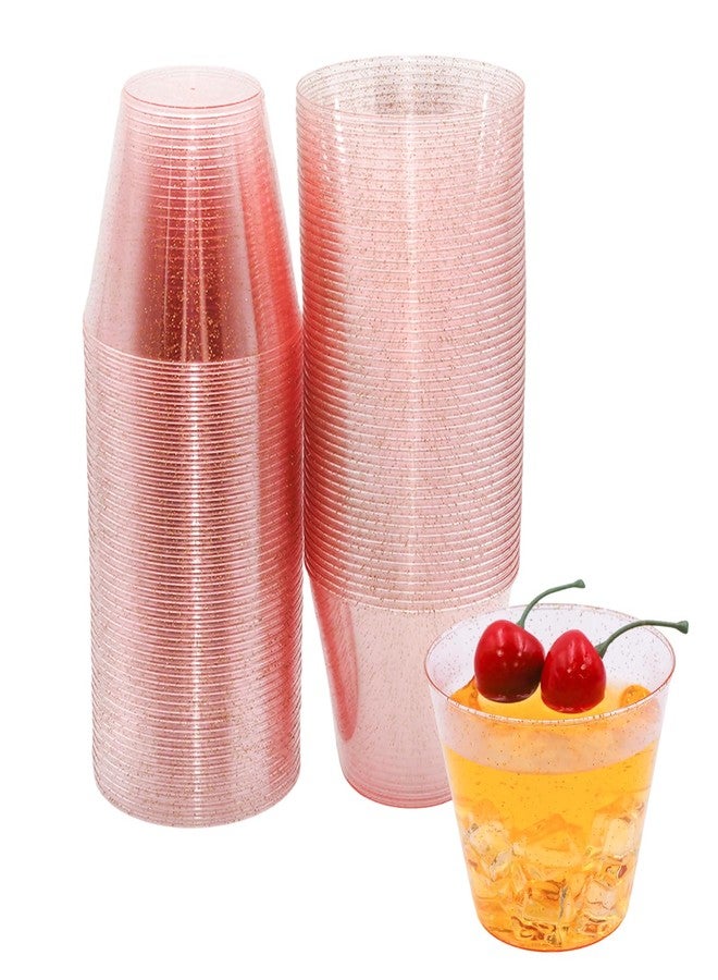 Wuyituart 100 Pack Pink Glitter Plastic Cups 9 Oz Fancy Disposable Cocktail Cups for Party - Image 1