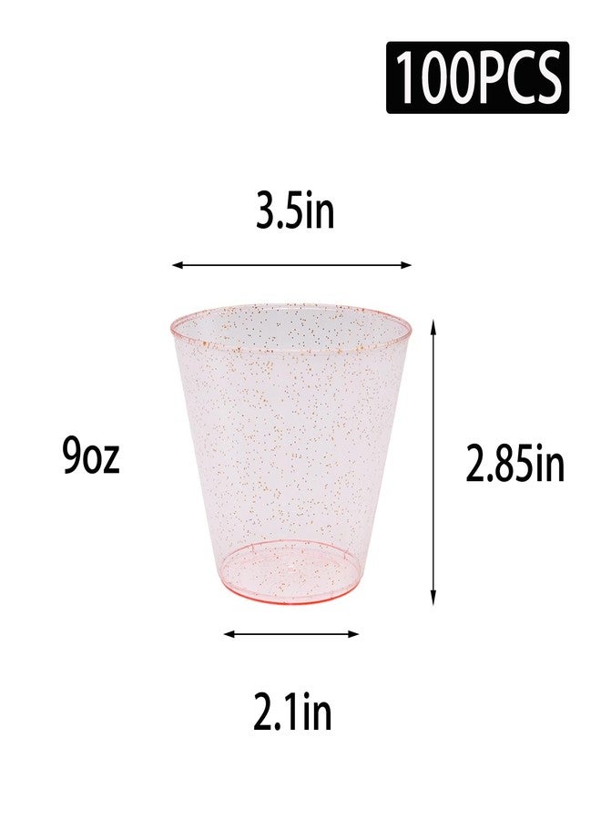 Wuyituart 100 Pack Pink Glitter Plastic Cups 9 Oz Fancy Disposable Cocktail Cups for Party - Image 2