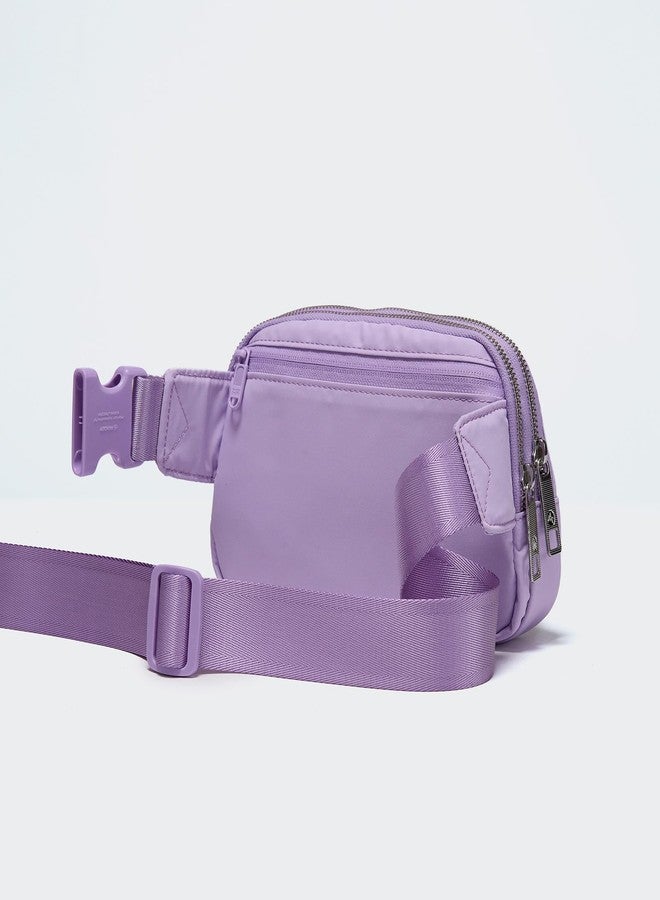 Pander Everywhere Belt Bag for Women, 5 Zipper Pockets RPET Polyester Crossbody Fanny Pack Purse (Lilac Purple). - Image 3