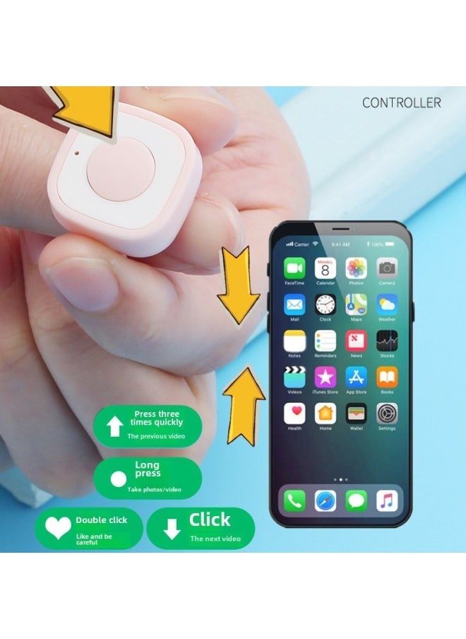 Generic - Mini Fingertip Mobile Phone Bluetooth Remote Control Shake Tone Short Video Page Flip Picker Ring Selfie Photo Video-Color:Zl-01 [yellow]-single Button - Image 1