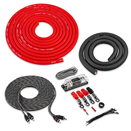 Belva True 1/0 Gauge AWG Premium CCA Complete Amplifier Wiring Kit with OFC 2-Channel RCA Cable - BAK02 RED - Image 1