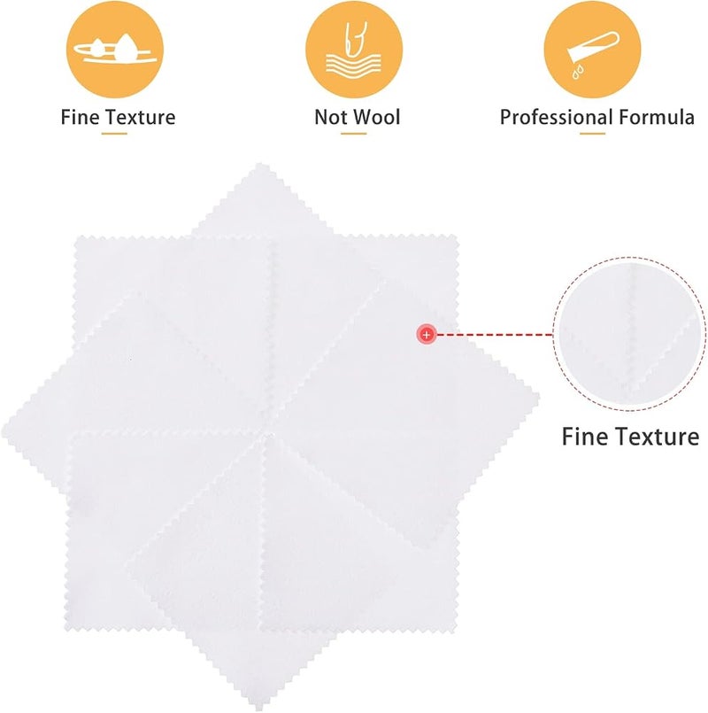 CATIFLIN 100pcs Jewelry Cleaning Cloth, Silver Polishing Cloth Individually Wrapped, Small Jewelry Polishing Cloth for Sterling Silver, Gold, Platinum and More (White, 3.15" x 3.15") - Image 2