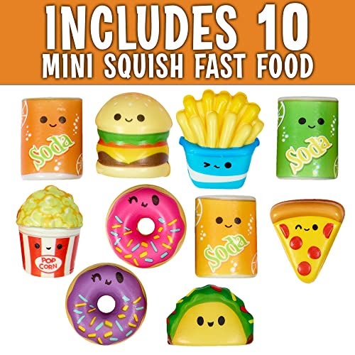 Playbees Mini Squish Fast Food Toys 10 Pack Assorted Designs SlowRise Stress Relief Toys for Kids Mini Fidget Toys for Sensory Play Party Favors Junk Food Goodie Bag Fillers for Boys Girls - Image 5