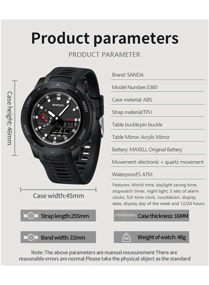 Sanda Fashion Electronic Watch Students Multi-functional Calendar Chronograph Waterproof Luminous Male Cool Digital Watches - Image 5