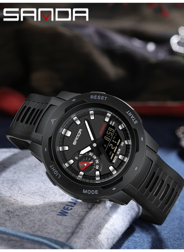Sanda Fashion Electronic Watch Students Multi-functional Calendar Chronograph Waterproof Luminous Male Cool Digital Watches - Image 2