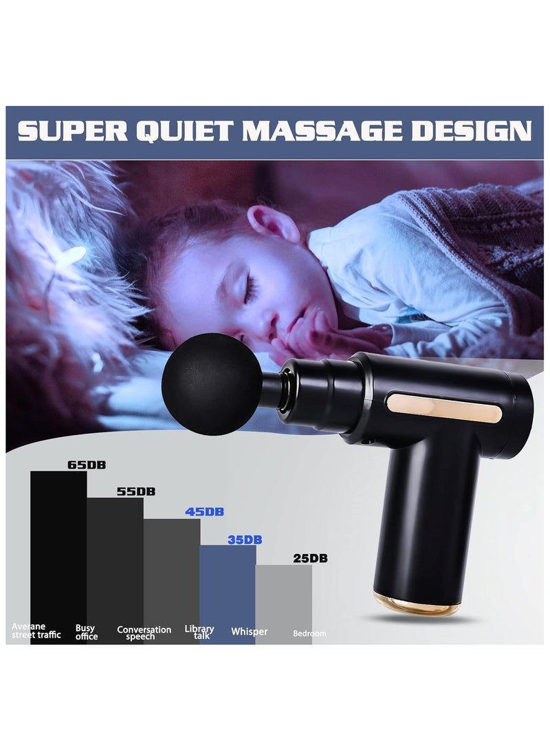 Generic Mini Massage Gun, Muscle Massager Portable with 6 Speeds Handheld Massager with USB C Charging Port Massage Gun, 4 Massage Heads - 40 dB Ultra Quiet  - Image 3