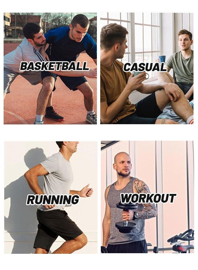 وهاواي 3 Pack Men's Athletic Shorts, Workout Gym Basketball Lightweight Quick Dry Mens Shorts with Pockets for Running Casual Activewear Black Light Grey Navy Blue L - Image 5