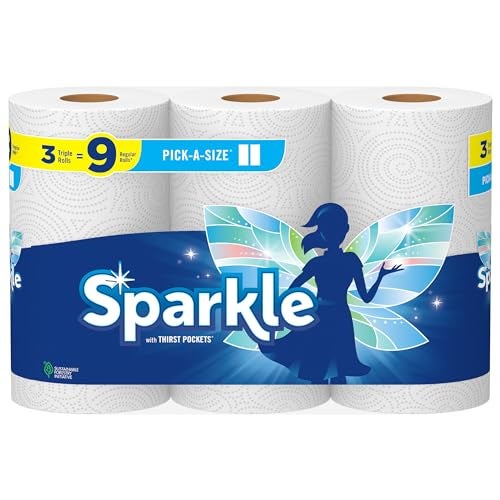 Sparkle PickASize Paper Towels 3 Triple Rolls 9 Regular Rolls Everyday Value Paper Towel With Full And Half Sheets - Image 2