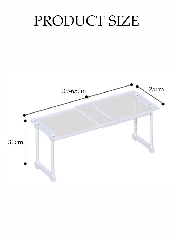 DUNISO Punch-Free Household Cabinet Telescopic Rack, Adjustable Storage Rack，Stacking Bracket Partition Iron Grid Wardrobe Layered Storage Rack, Suitable For Garage, Kitchen, Basement, Food Storage Room, Outdoor Camping, Suitable For Cosmetics, Kitchen, Desktop, Bedroom, Bathroom, Living Room, Flower Stand  - Image 2