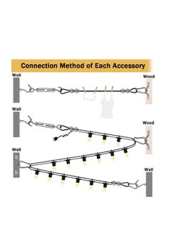 Generic String Light Suspension Kit Outdoor Light Guide Wire 50M Coated Stainless Steel 304 Wire Rope String Light Hanging Kits Light Hanging Kit for Outdoor String Lights Patio Lights Camping Lights  - Image 4