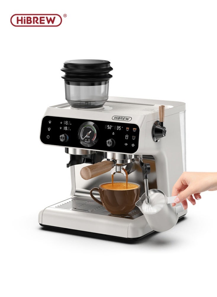هيبرو ماكينة إسبريسو HiBREW المطورة ذات الغلايتين، طراز Barista Pro، مزودة بمطحنة مدمجة مع 30 إعدادًا لحجم القهوة، مناسبة للمقاهي والفنادق والمطاعم H7B - Image 1