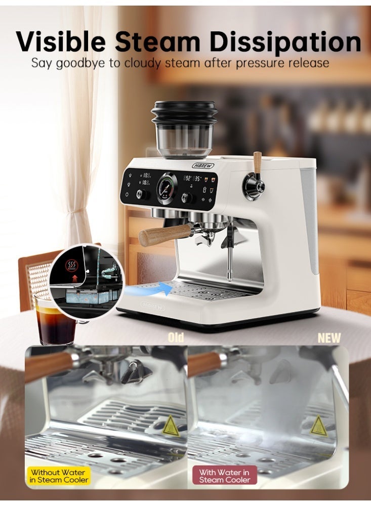 هيبرو ماكينة إسبريسو HiBREW المطورة ذات الغلايتين، طراز Barista Pro، مزودة بمطحنة مدمجة مع 30 إعدادًا لحجم القهوة، مناسبة للمقاهي والفنادق والمطاعم H7B - Image 3