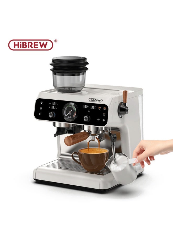 هيبرو ماكينة إسبريسو HiBREW المطورة ذات الغلايتين، طراز Barista Pro، مزودة بمطحنة مدمجة مع 30 إعدادًا لحجم القهوة، مناسبة للمقاهي والفنادق والمطاعم H7B - Image 1