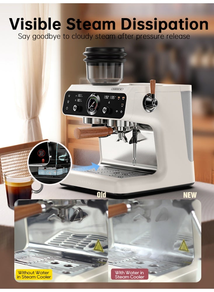 هيبرو ماكينة إسبريسو HiBREW المطورة ذات الغلايتين، طراز Barista Pro، مزودة بمطحنة مدمجة مع 30 إعدادًا لحجم القهوة، مناسبة للمقاهي والفنادق والمطاعم H7B - Image 3