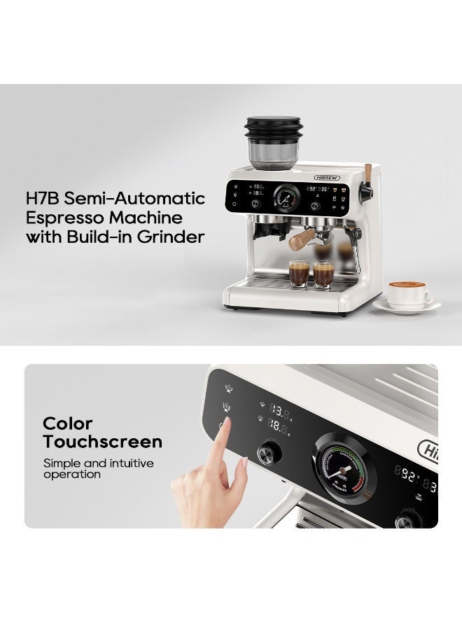 هيبرو ماكينة إسبريسو HiBREW المطورة ذات الغلايتين، طراز Barista Pro، مزودة بمطحنة مدمجة مع 30 إعدادًا لحجم القهوة، مناسبة للمقاهي والفنادق والمطاعم H7B - Image 2