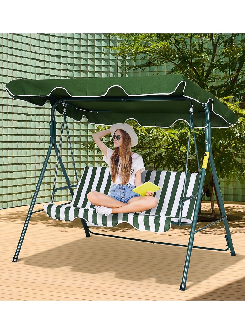 DubaiGallery Swing Chair Garden Swing Seat with Adjustable Canopy, Hanging Hammock Chair for Indoor Outdoor Garden Green - Image 1