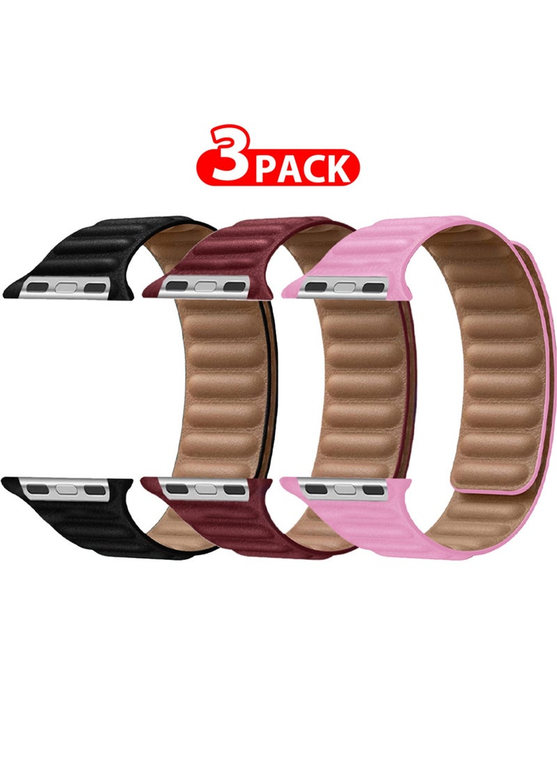 CATANES Replacement Band for Apple Watch Band 49mm 46mm 45mm 44mm -Leather Link Strap Magnetic Loop Adjustable Bracelet - Image 2