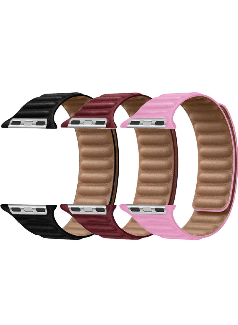 CATANES Replacement Band for Apple Watch Band 49mm 46mm 45mm 44mm -Leather Link Strap Magnetic Loop Adjustable Bracelet - Image 1