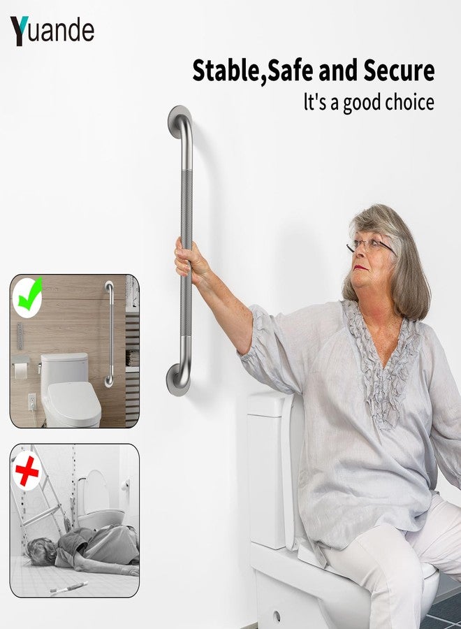 YuanDe 4 Pack 24 Inch Shower Grab Bar, YuanDe Brushed Nickel Bathroom Grab Bar Handle w/Anti-Slip Knurled Grip, Stainless Steel Bath Balance Bar, 1.25" Diameter Safety Hand Rail Support,Handicap Elderly - Image 5