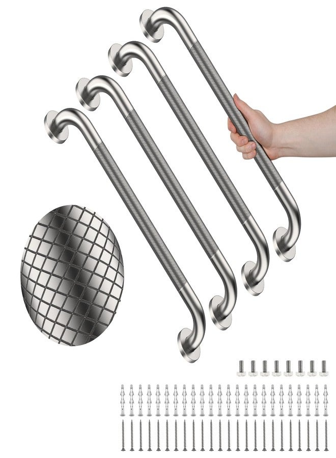 YuanDe 4 Pack 24 Inch Shower Grab Bar, YuanDe Brushed Nickel Bathroom Grab Bar Handle w/Anti-Slip Knurled Grip, Stainless Steel Bath Balance Bar, 1.25" Diameter Safety Hand Rail Support,Handicap Elderly - Image 1